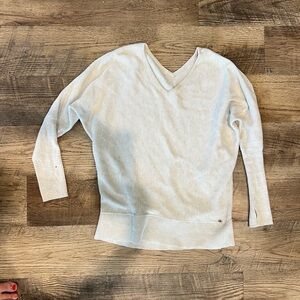 Calia cotton Cashmere Blend Sweater Oatmeal Women's Cream V-Neck Sweater Small